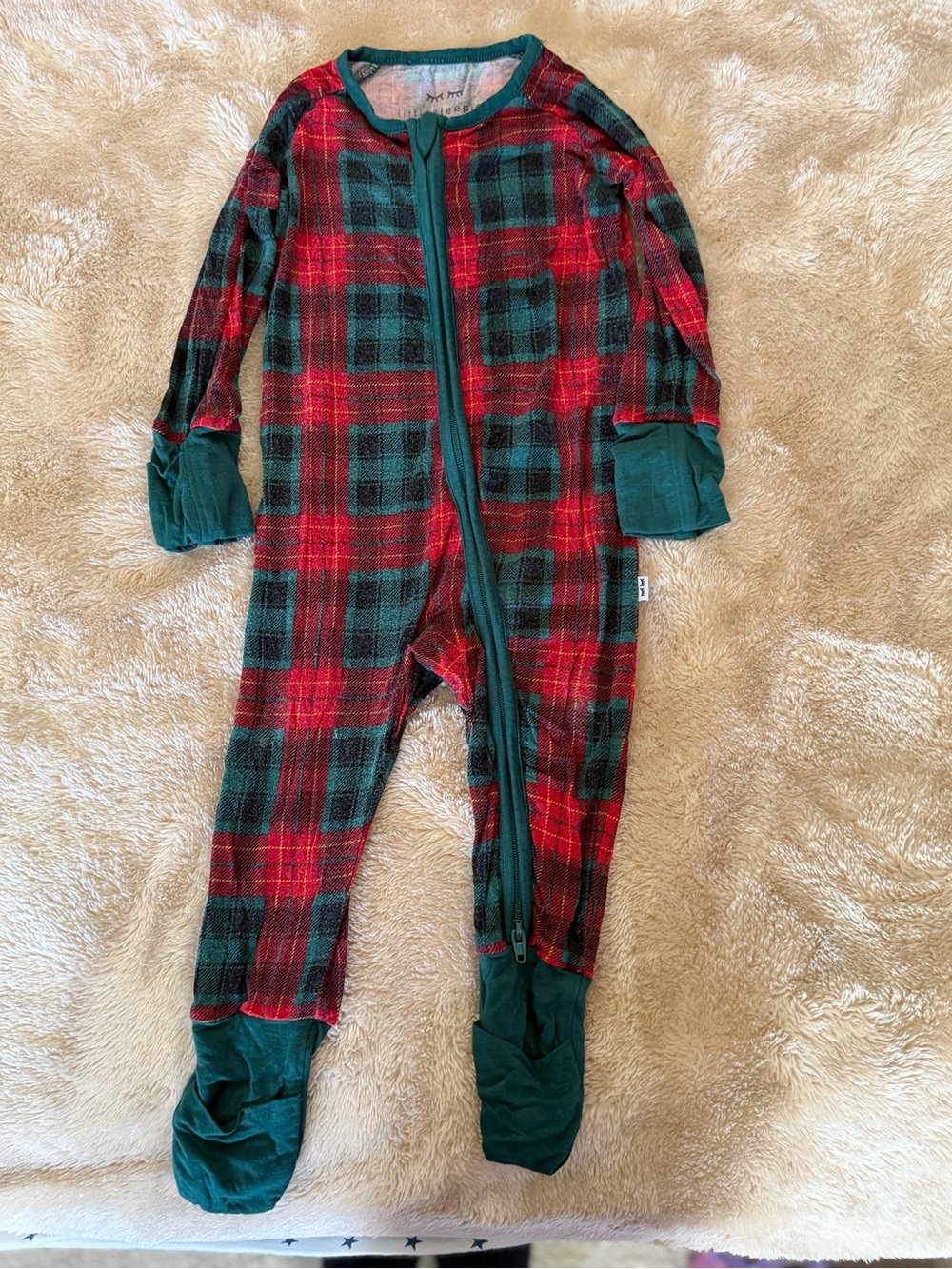Little Sleepies Red and Green Plaid Footed One-Piece